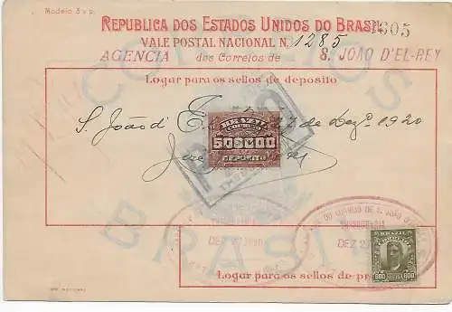 Geldanweisung Brasilien, 1920, Thesouraria