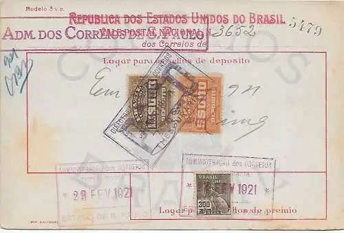 Geldanweisung Thesouraria 1921, Brasilien