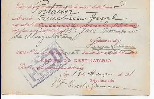 Geldanweisung Thesouraria 1921, Brasilien