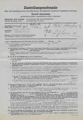 Generalgouvernement GG: Zustellurkunde Niegowic/Krakau 1943 an das Gericht