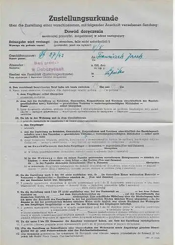 Gouvernement général GG Ordre de livraison Wisniowa/Myslenice 1943 au tribunal