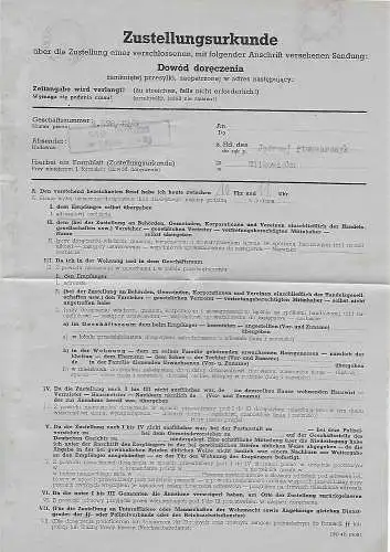 Generalgouvernement GG: Zustellurkunde Jodlownik/Limanowa 1942 an das Gericht