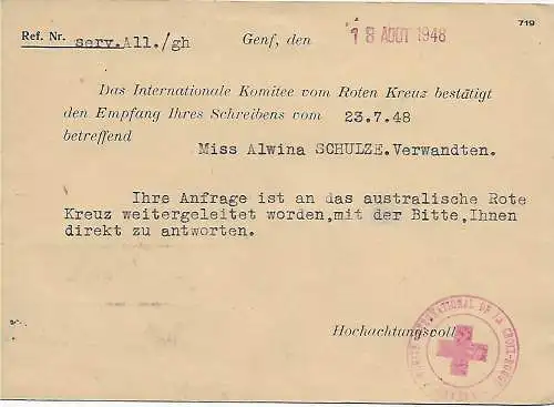 Geneve 1948, Croix-Rouge Capitaine de guerre centrale après Dresde