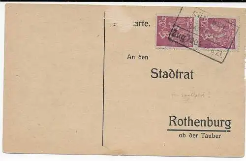 Carte postale Tampon 1923 Munich à Conseiller de la ville Rothenburg, jour des caisses d'épargne
