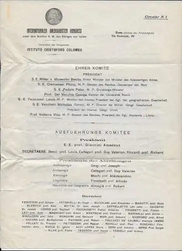Internationaler Amerikanisten Kongress, Rom, 1919 nach Göteborg