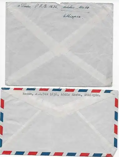 2x Luftpost Briefe Addis Abeba nach Zittau, 1948