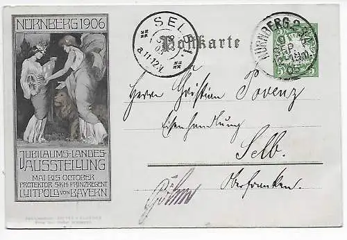 Privat Postkarte Nürnberg nach Selb Jubiläumsausstellung Luitpold v. Bayern 1905