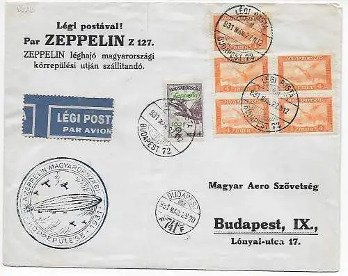 Zeppelin Budapest 1931, Luftpost
