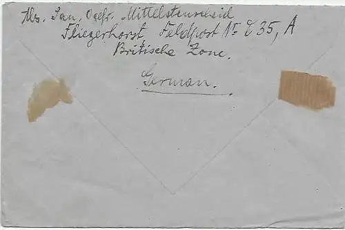 Feldpost-Kriegsgefangenbrief: Fliegerhorst Pinneberg 1945 nach Dresden