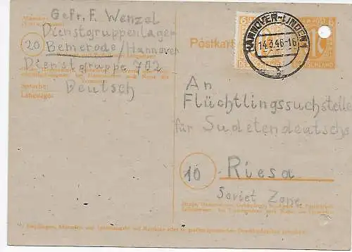 Camp de services Bemerode, n° 702 Hannover-Linden 1946 vers Riesa