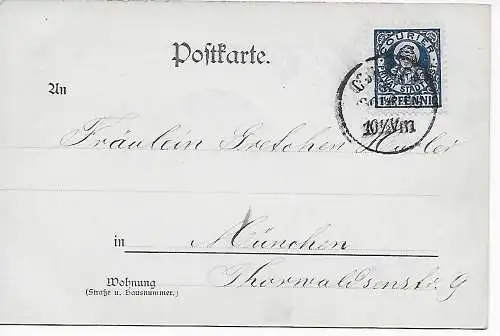 Carte anesthésique mémoire Kaiser Wilhelm, Privat-Ville Post Munich