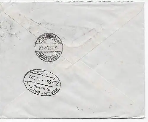 Riga Einschreiben 1927 nach Neugersdorf