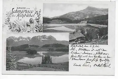Ansichtskarte Schwarzsee bei Kitzbühel, 1901 nach Schliersee