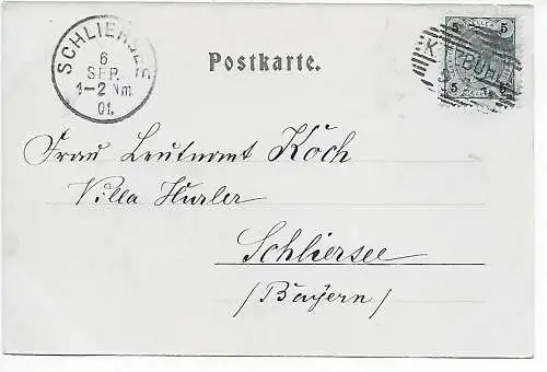 Ansichtskarte Schwarzsee bei Kitzbühel, 1901 nach Schliersee