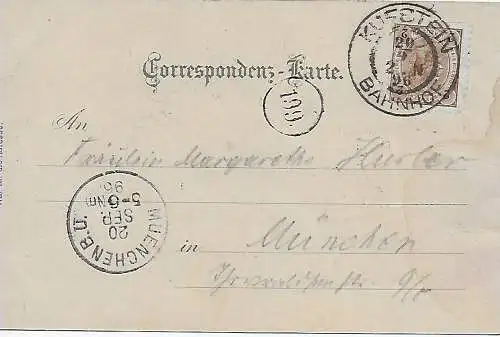Carte de vue Kufstein vers Munich en 1896