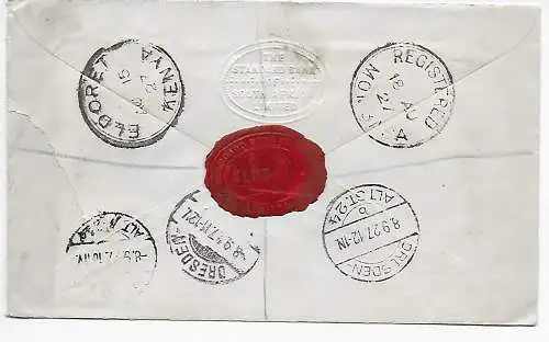 Lettre recommandé Eldoret d'après Dresde, 1927