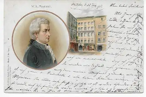 Ansichtskarte Mozart, 1898 München nach Neumarkt