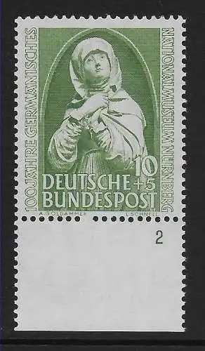 Bund: MiNr. 151 mit Formnummer 2, ** postfrisch