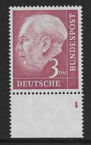 Bund: MiNr. 196, postfrisch, ** FormNr. 1, vorgefaltet