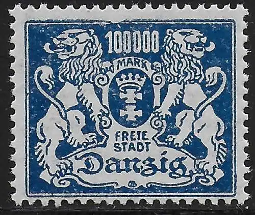 Danzig: MiNr. 156 PF: Randleiste oben gebrochen, postfrisch, **