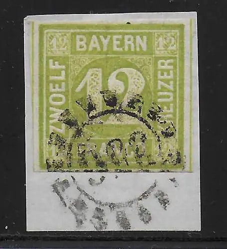 Bayern: MiNr. 12, gestempelt, Briefstück