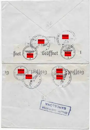 4x Briefe mit OKW und teils Spanischer Zensur  nach Leipzig