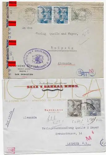 4x Briefe mit OKW und teils Spanischer Zensur  nach Leipzig