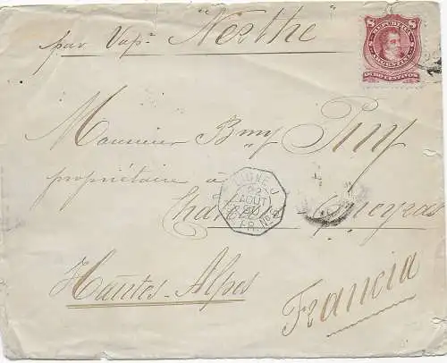 Argentinien Buenos Aires: Französiche Schiffspost nach Queyras, Bayonnes