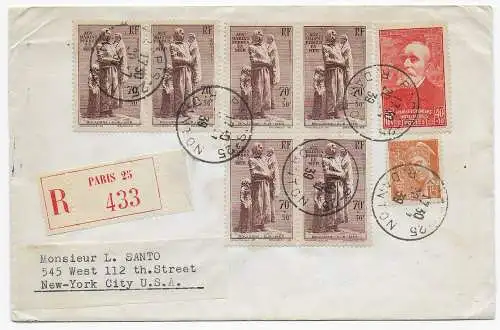 Einschreiben Paris nach New York City, USA, 1939