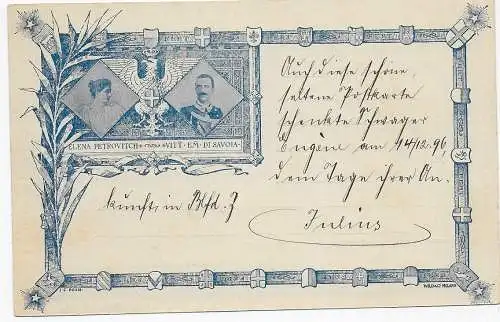 Cartolina Postale Commemorativa 1896, Rückseite beschrieben