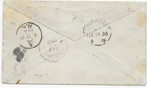 Boston Mass to Providence, forwarded to New York: Held for Postage 1886