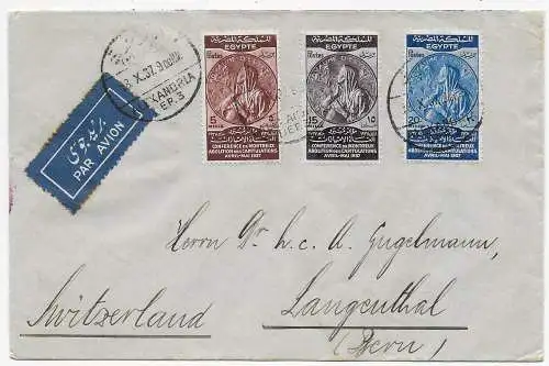 Luftpost 1937 Alexandria nach Langenthal/Schweiz