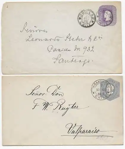 2x Briefe Santiago und Chillan, 1893/96