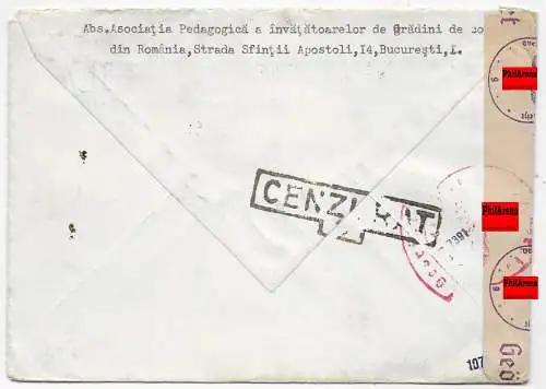 Einschreiben Bukarest 1944 mit OKW und rum. Zensur nach Leipzig