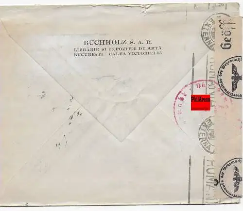 Einschreiben Bucaresti 1944 mit OKW und rum. Zensur nach Leipzig