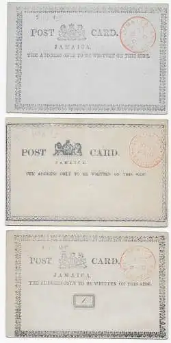 3x Ganzsache Jamaica Paid  1877