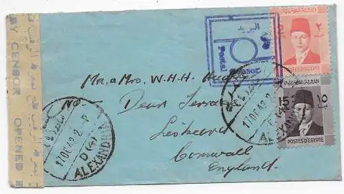 Alexandria 1942 nach Cornwall/England, Zensur