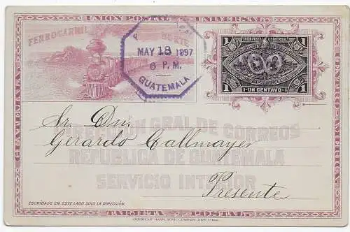 Post card in Guatemala, 1894