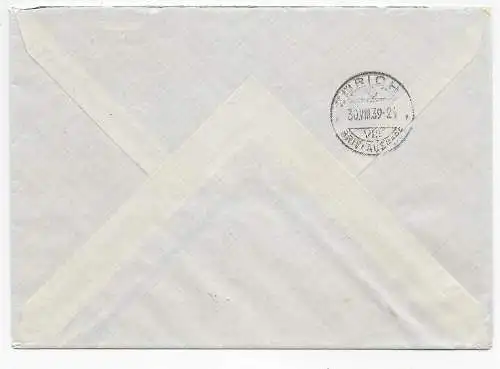 Luftpost Einschreiben Zürich: Zürich-Genf Sonderpostflug: Genfer Konvention 1939