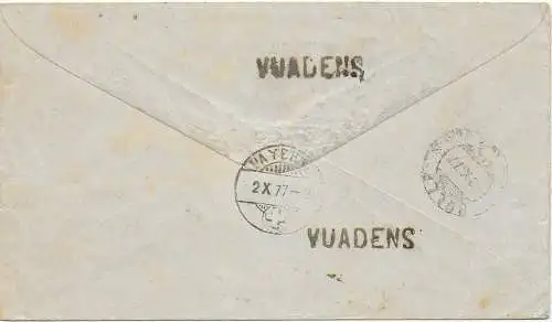 Brief aus Neuchatel 1877 nach Vuadens - rückseitig interessanter Stempel