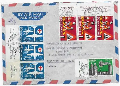 Luftpost Boncourt 1956 nach New York