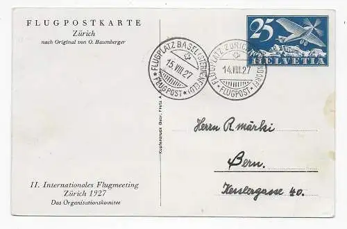 Flugpostkarte Internationales Flugmeeting 1927, Zürich