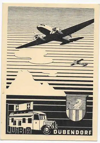 Offiziele LUBA Postkarten: Luftpost-Briefmarken Ausstellung Dubendorf, 1941