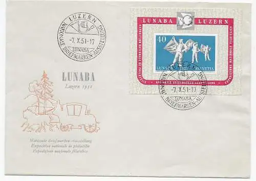 Luzern Nationale Briefmarkenausstellung 1951, FDC