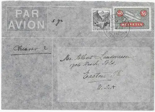 Luftpost 1940 von Uerlingen nach Easton/Pa USA