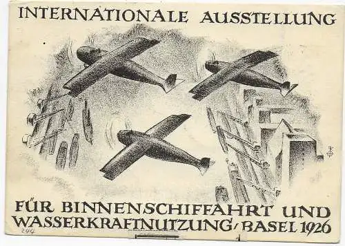 Sonderkarten Ausstellung Binnenschifffahrt als Flugpost Einschreiben 1926, Basel