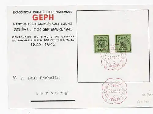 Exposition Philatelique National GEPH, Genf, 1943 nach Aarburg