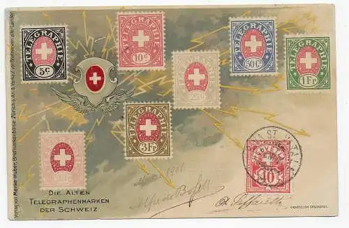 Postkarte 1901 nach Uruguay, Montevideo, rückseitig Telegraphenmarken