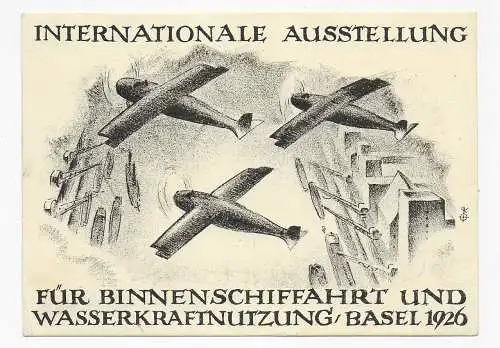 Sonderkarte Flugpost Internationale Ausstellung Binnenschifffahrt Basel 1926