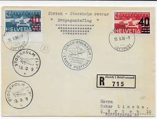 Propagandaflug Zürich-Stockholm 1938 und zurück